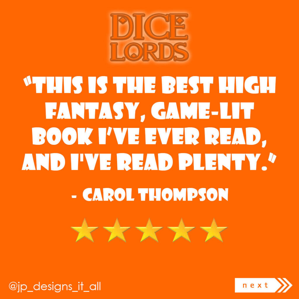 Reviews of 'Dice Lords' have been coming my way for the last couple of days, and I'm honored to be getting such great feedback!

With so much interest in my first GameLit story, I'm going to be adding BTS videos to my Patreon about 'Dice Lords' and LitRPG/GameLit in general.

If you haven't given this a read yet, it's available free to Kindle Unlimited readers! (And free copies have already been opened up to my Patreon supporters, too!) Head over to my website for the links!

#indieauthor #litrpg #gamelit #indiebooks #fantasy #isekai #sciencefiction #scifi