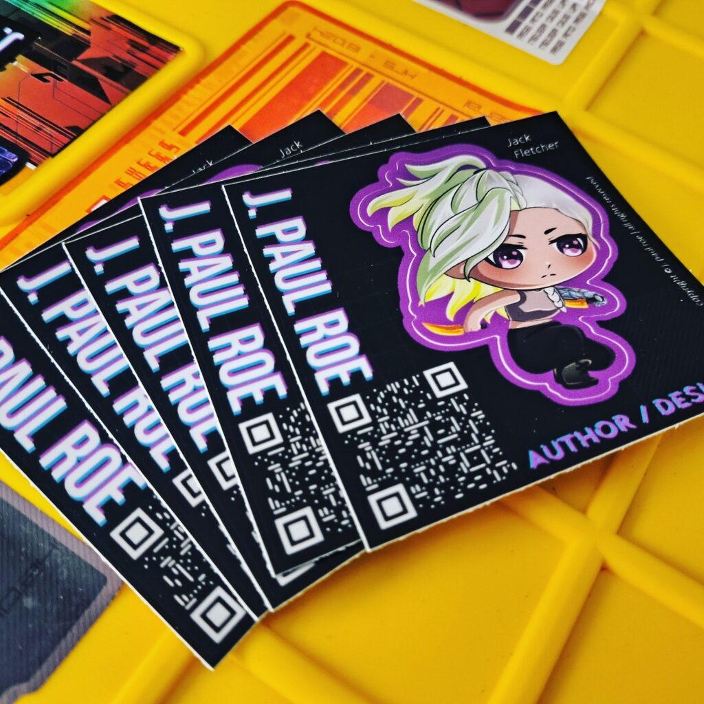 These kiss-cut stickers from @stickermule came out great!

Among the many things I will have at my booth at Central Florida Comic Con (Jan 18-19).

If you happen to be around, come check it out! 😁

#indieauthor #sticker #businesscards #merch #cyberpunk