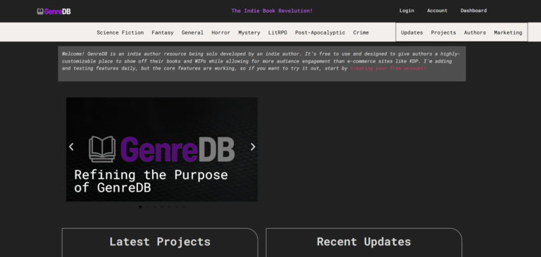 genredb indie author resource and repository
