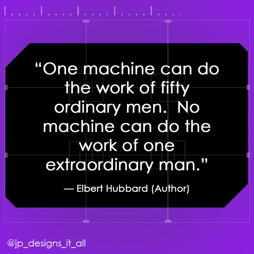 This quote hits hard right now in the midst of the AI culture war. 

How do you interpret it? 

For me, it's not admonishing machines at all. It's not saying machines are bad...but it -is- telling us how to beat them.

Produce great work, work well with others, be original, and you don't have to -care- about AI and what it can do.

That's how you win. Not by freaking out about AI or bullying individuals who want to use it — but by being extraordinary.

It's not that complicated, really. 

#scifi #cyberpunk #AI #indieauthor