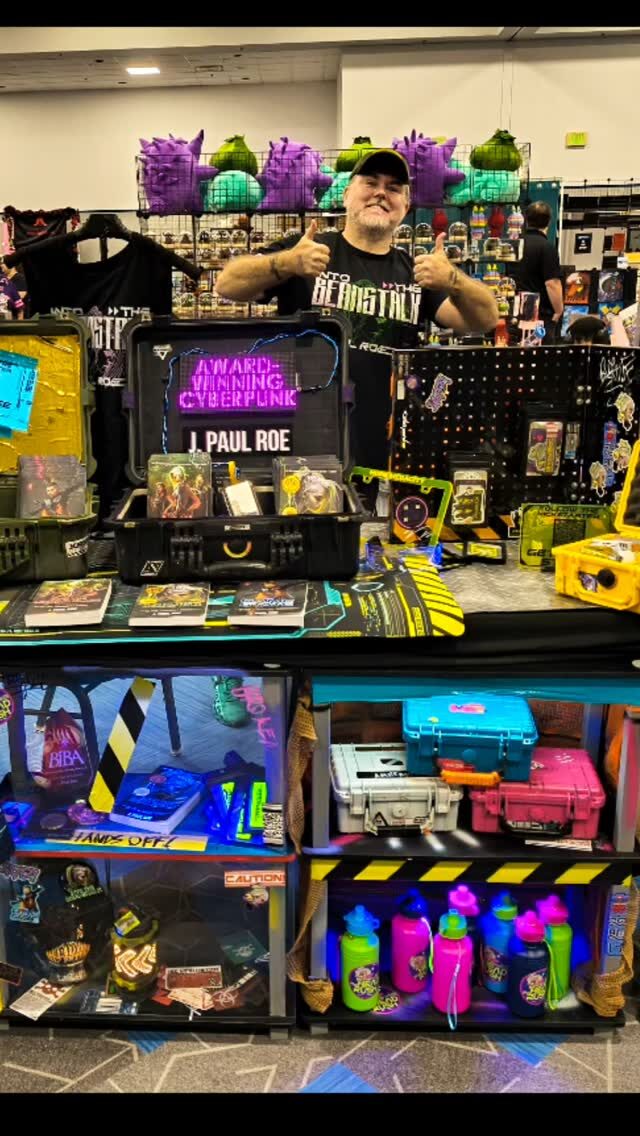 A couple of cheap shelves from Amazon and the acrylic from a poster frame, and this one-day display counter project was a hit! #cyberpunk #cyberpunkstyle #cyberpunkart