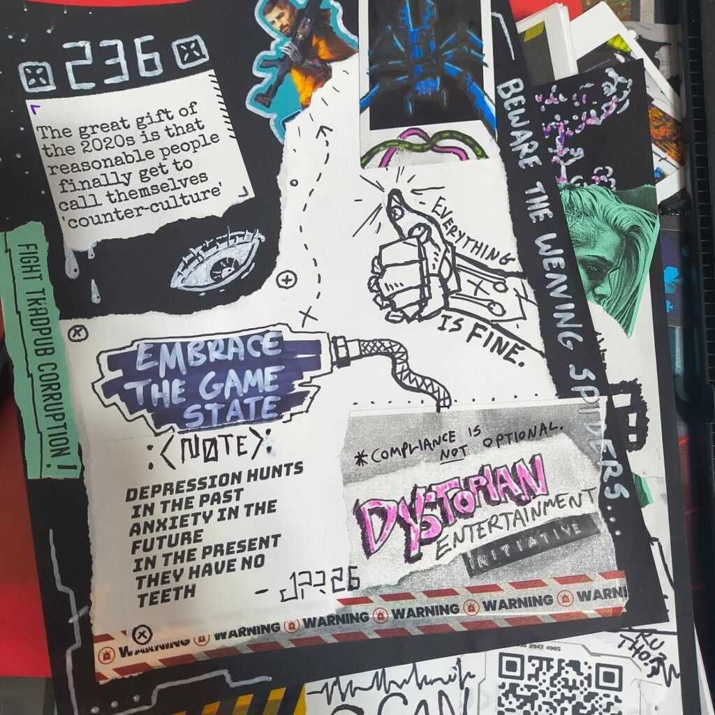 My first zine got a good response at the last event alongside my #cyberpunk novels! I also worked on some new pages at my booth, breaking out the Sharpies, label maker, and thermal printer for demo purposes. Grateful for all the positive feedback! 

#cyberpunkstyle #zine